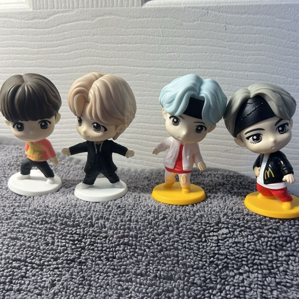BTS TinyTAN McDonald's Happy Meal Figures 2025 Lot of 4 Jin Jungkook Jimin Suga
